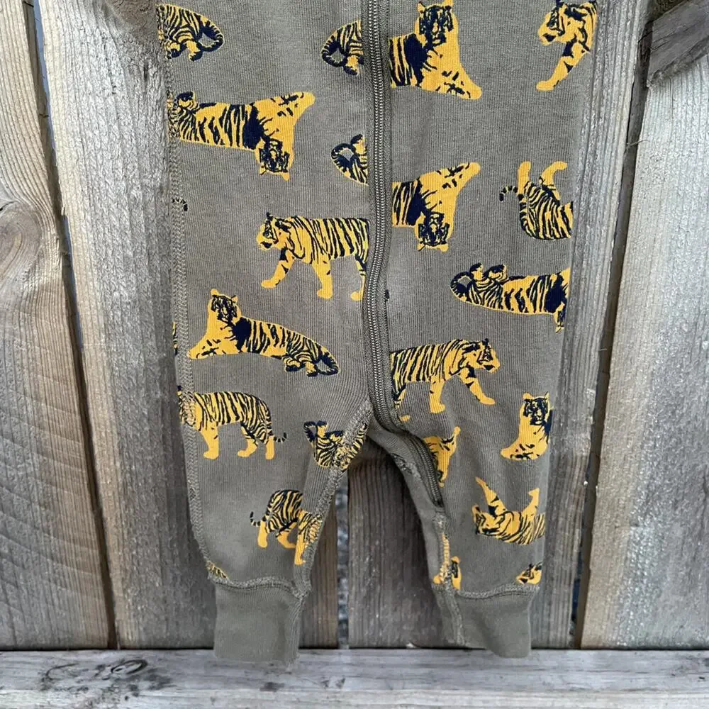 Hanna Andersson Pajamas Tiger Big Cat Zip Sleeper Infant‎ Size 0-3 Months 50